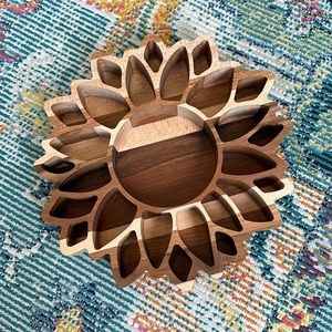 Wood Floral Tray Trinket Holder
